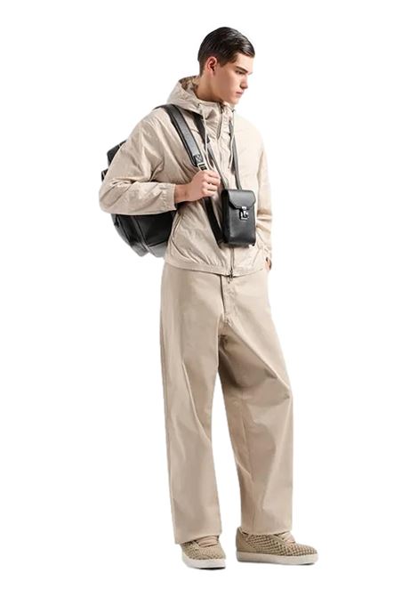 Blouson con cappuccio e zip in nylon light jacquard lettering all over EMPORIO ARMANI | Giubbotti | 3D1BH4 1NNXZ06G2